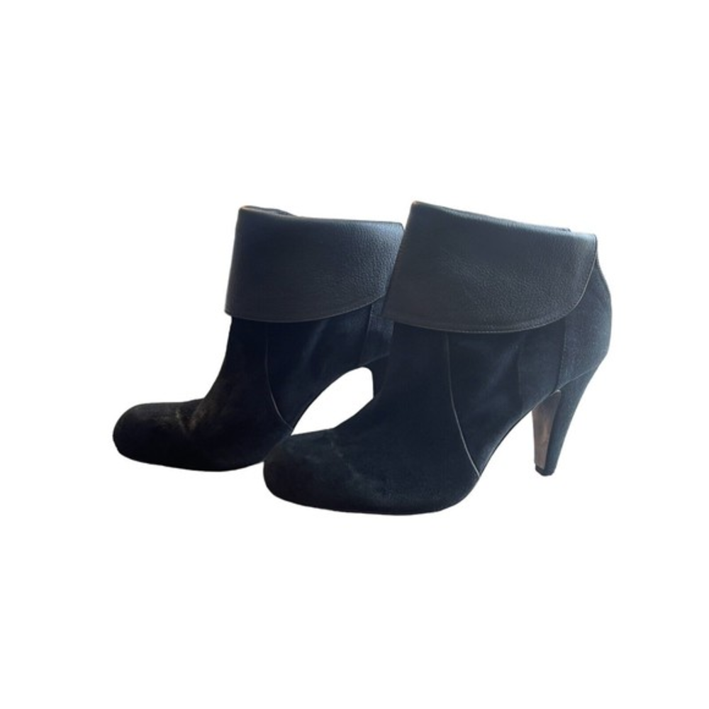 Jessica Bennett Women Black Ankle Boot / Bootie Sz 12 Faux Suede / Leather Combo